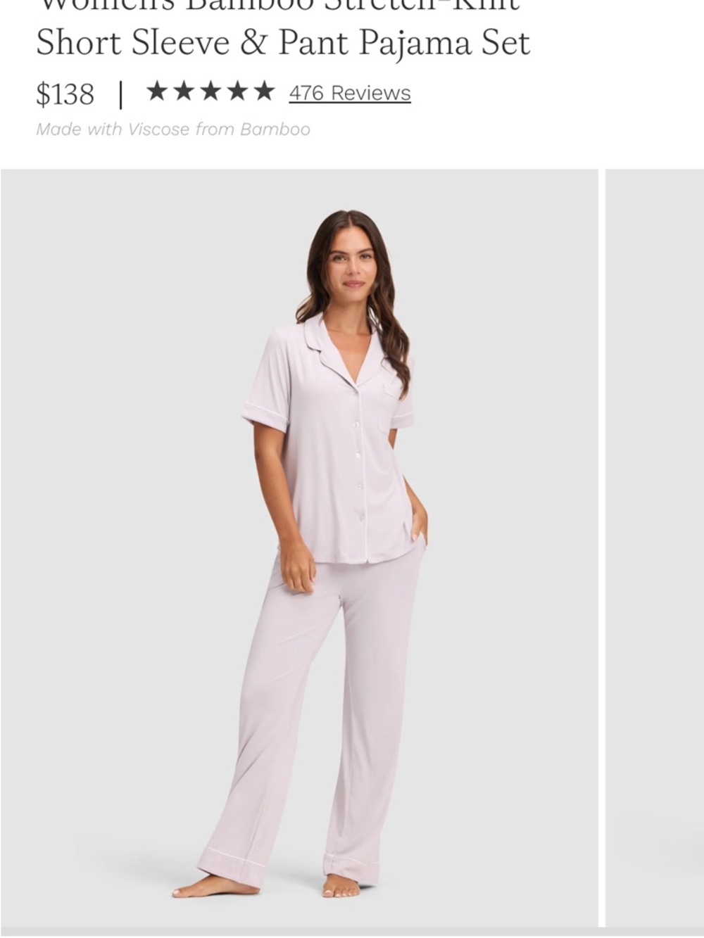 Cozy Earth Short Sleeve Bamboo Pajama Set — Lilac